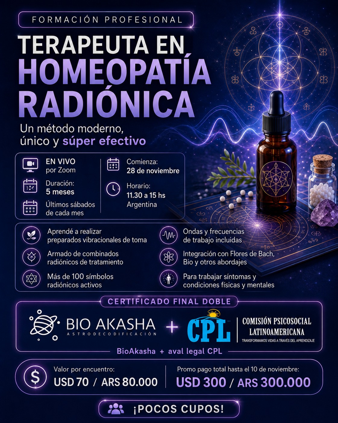 Comienza en Noviembre: 👨🏼‍🎓Especializacion en Homeopatía Radionica
